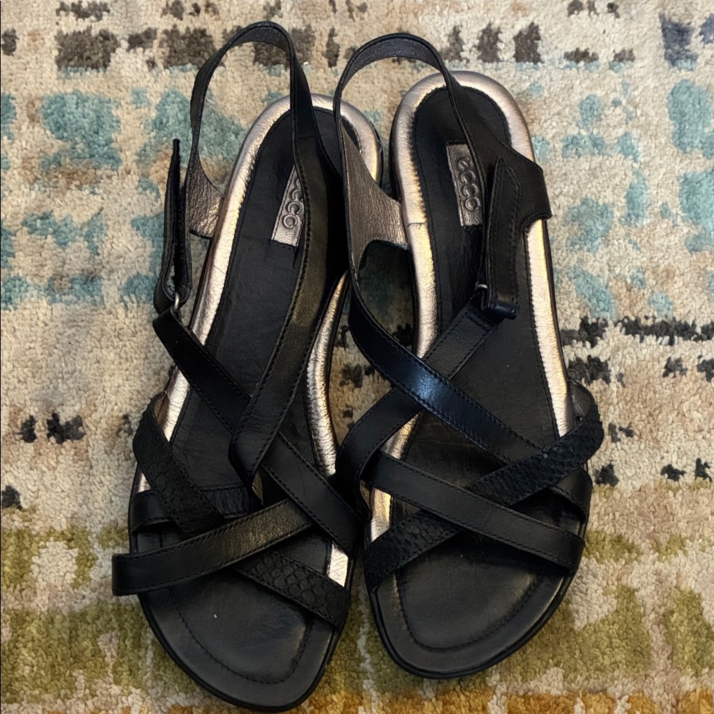 ECCO Women's Strappy Black Sandals- sz 40